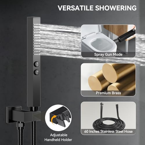 Image of Shower System with Body Jets,4 Way Shower Faucet Set,Matte Black