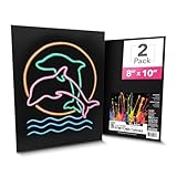 ArtSkills Black Canvas, Stretched Canvases for Painting, Supplies for Artists, 8x10, 2-Pack