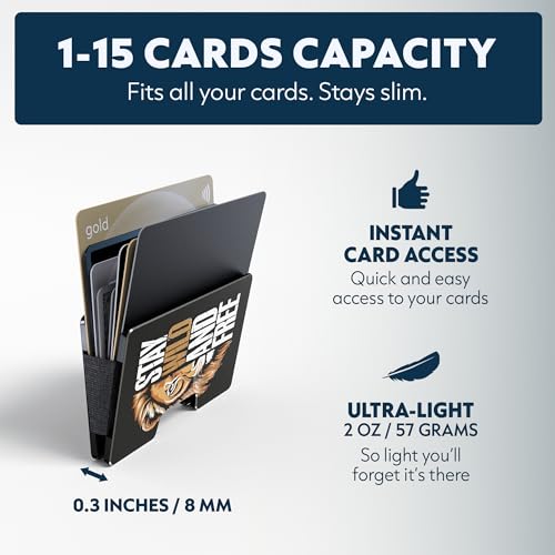 Image of Slim RFID Blocking Card Holder & Money Clip - Aluminum Wallet for Men & Women - Front Pocket Metal Minimalist Wallet Holds 15 Cards - Credit Card Holder - Durable, Lightweight, Unique Engraved Design