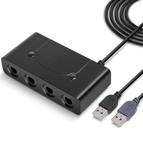 Gamecube Controller Adapter for Switch/Switch 2/Wii U/PC,4 Ports, Turbo,Home Function with 2.2m Cable