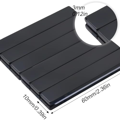 Image of MIKEDE 12Pack Neodymium Bar Magnets with Adhesive Backing 60x10x3mm Black