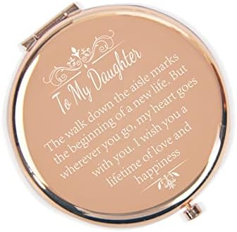 REHALY Daughter Wedding Gift from Mom Dad, Bride Gifts for Wedding Day, Unique Wedding Keepsake Gifts for Daughter from Mom on Wedding Day, Rose Gold Compact Mirror for Her