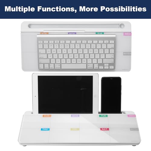 Image of TSJ OFFICE Whiteboard Weekly Dry-Erase-Board - Desktop White Board Calendar Desk Organizers with Accessories Computer Keyboard Stand with Drawer, for Office, Home, School Supplies - White Calendar