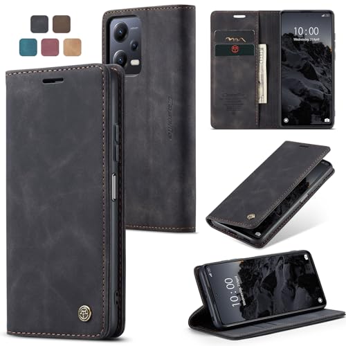 owlhold Funda Xiaomi Redmi Note 12 5G/Poco X5 5G Carcasa [No para 4G] Avanzado PU Piel [Tarjetas y Billetera][Soporte Plegable][Cierre Magnético] Libro Carcasa Redmi Note 12 5G/Poco X5 5G  Negro