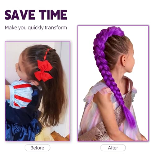 Long Purple Braid Cosplay Hair Extensions Synthetic Fiber Box Braiding Hair 26 INCH Easy Clip in Ponytail for Cosplay Halloween Costume (purple, 26Inch) - Image 6