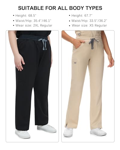 Image of COMENII Scrubs for Women, Mid Rise Straight Leg Cargo Pants with Knit Yoga Waistband, Easy Care Womens Scrubs Pants