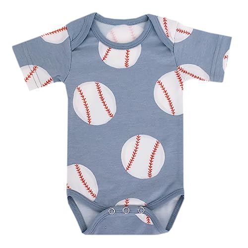 Image of Copper Pearl Short Sleeve Bodysuit Baby: Ultra Soft Bodysuits for Newborns, Boys, Girls, and Infants - Stylish, Comfortable, Overlap Shoulders, Premium Knit Fabric - Slugger, 3-6 Months