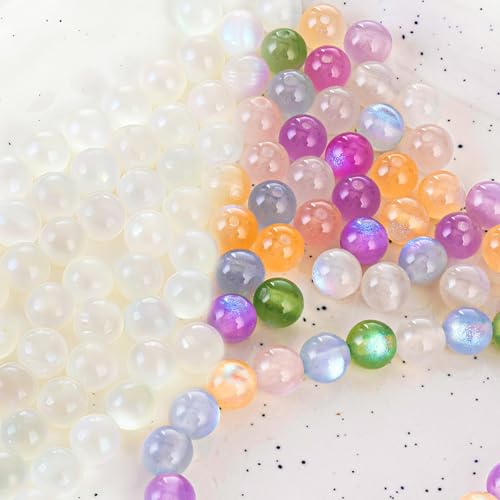 AUTUMNSWAN UV Color-Changing Cat's Eye Resin Beads, 10mm, 100 Pieces,