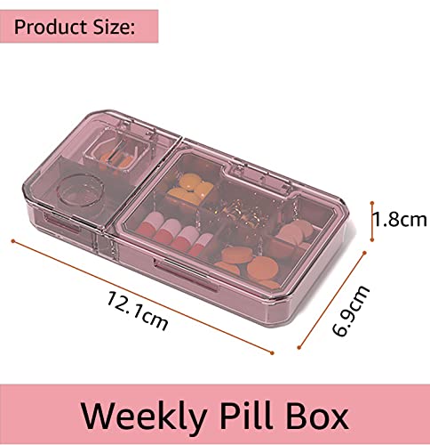 Image of House of Quirk 3 in 1 Multi-Functional Pill Cutter, Portable Travel Small Pill Box Case Holder, Purse Medicine Container for Cutting Vitamins Tablets (Pack of 2, Multicolor)