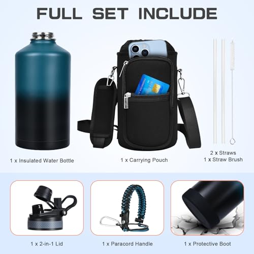 Image of GAZLEMHO 1 Gallon Water Bottle Insulated 128oz Stainless Steel Jug