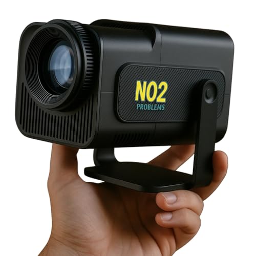 NO2PROBLEMS -Mini Projetor inteligente HY320 Portatil 5G Wifi 6 BT 5.0 Android 11, Full HD 4K, Projetor Led Auto de Correcção Trapezóide Horizontal, 180°Girável Projector para Telefónico(EU Plug)