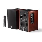 PreSonus Eris Accent BT 60W Powered Bookshelf Bluetooth Speakers – Studio Monitors for Turntable, Home, 4' Woofer, Silk Tweeter, USB-C, Optical, RCA, Coax, Remote, Sub Out, Wired Option, Wood Grain