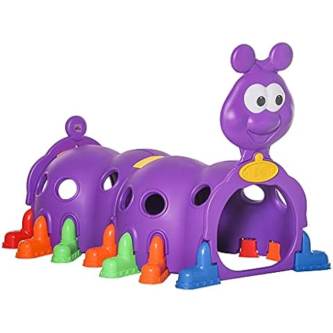 Qaba Caterpillar Climbing Tunnel for Kids Climb-N-Crawl Toy Indoor & Outdoor Toddler Play Structure for 3-6 Years Old, Purple Cover