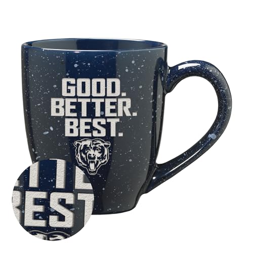 Rico Industries NFL Football Chicago Bears GOOD. BETTER. BEST. Navy 16 oz Team Color Laser Engraved Speckled Ceramic Coffee Mug
