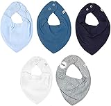 Pippi Baby - Jungen Pippi Halstücher 5er Pack Baby Lätzchen Dreieckstücher Halstuch, Blau (Light Dusty Blue 710), Einheitsgröße EU
