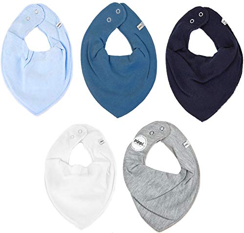 PIPPI Halstücher 5er Pack Baby Lätzchen Dreieckstücher, Foulard Tour De Cou Mixte bébé, Bleu (Light dusty blue 710), Taille unique