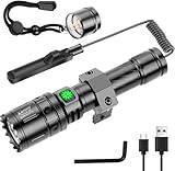 X.Store Airsoft Picatinny Rail Flashlight - USB Rechargeable, 5 Modes with Remote Pressure Switch, Professional Tactical Flashlights for Outdoor Use
