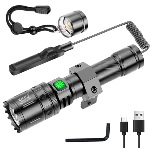X.Store 5000LM Rail Mount Flashlight, Airsoft Flashlight USB Picatinny Flashlight Rechargeable Weapon Light for Gift,5 Modes Rifle Flashlight - Remote Switch Included Rifle Light with Pressure Switch