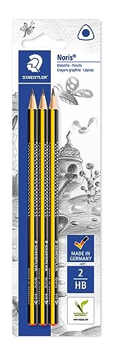 Staedtler Noris Eco 183-HBBK3. Lápices ecológicos de dureza media. Blíster con 3 lápices de grafito con mina HB.