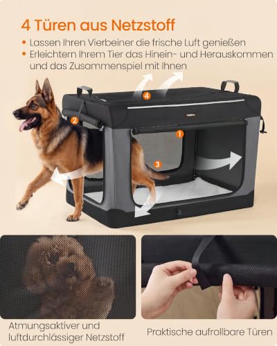 Feandrea Hundebox faltbar, 106,7 cm Transportbox für große Hunde