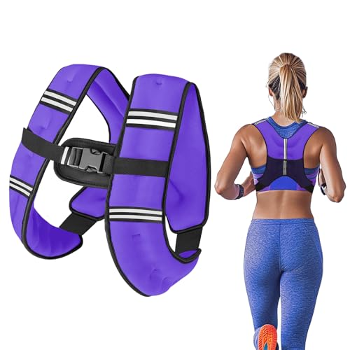Purple Weighted Vest Women, 8lbs/12lbs/16lbs/20lbs Weight Vest with Reflective Stripes for Workout, Strength Training, Running, Fitness, Muscle Building, Weight Loss by Zikopomi - Image 4