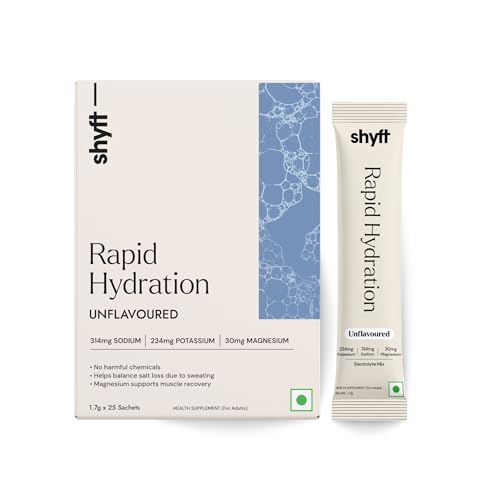 Image of Shyft Rapid Hydration - Unflavoured | 25 Sachets | Right sodium, potassium, magnesium mix for Instant Hydration | Zero Sugar | Zero Calories | Absolutely no harmful chemicals
