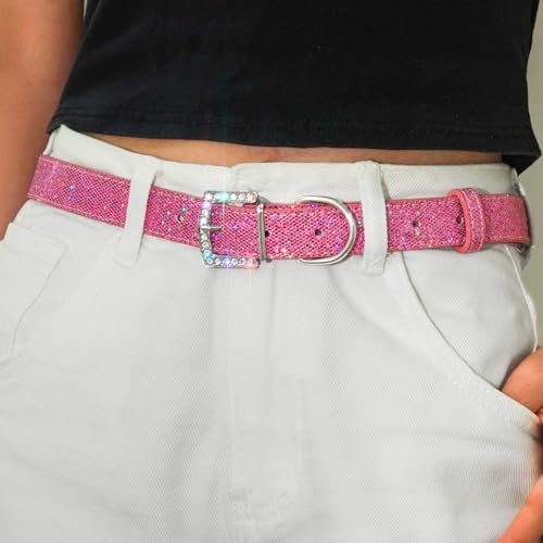 Glitter Belt Women Sparkly Belt Shiny Disco Belts Waist Accessories for Jeans Dress2