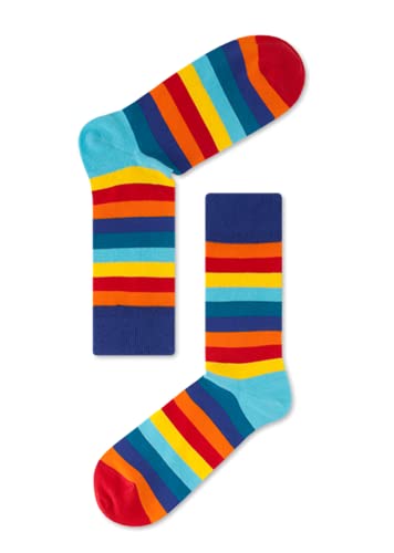 JNRB Men's Cotton Colorful Bright Casual Dress Crew Socks Striped Polka Dots Camouflage Plaid Tartan Zigzag Pattern, L-XL2