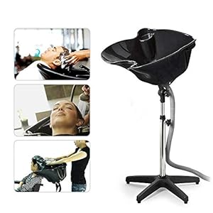 Hair Washing Sink, Portable Height Adjustable Salon Deep Shampoo Basin Sink Hair Washing Bowl with Drain Hose for Home Barber Shop Beauty Salon Spa Equipment (Style 1)