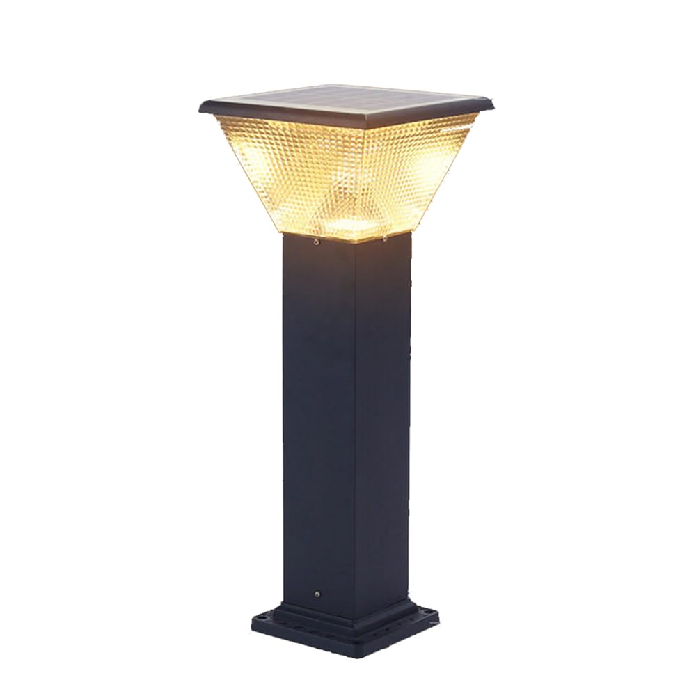 HCIPJQY Modern Patio Pillar Lights Solar Pathway Lights Outdoor Post Lamp Fixture Remote Control Adjustable Warm Cold Light Black Pole Lights for Outside Garden,Pathway Yard