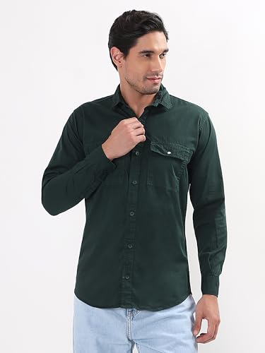 Image of Premium Men Plain Shirt Full Sleeve | Button Down Collar RFD Lightweight Fabric | Regular Fit Casual Wear Shirt with Double Pocket Design