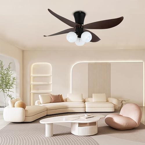 YKSJDFH Ventilador de techo estilo granja con luces: ventilador de techo empotrado de 91 cm con luces y control remoto, ventilador de techo de perfil bajo con 3 aspas reversibles, 6 velocidades, venti