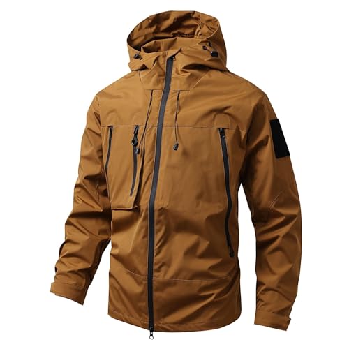 PBTMCD Chaqueta Táctica con Capucha Y Forro Polar For Hombre, Repelente Al Agua, Resistente Viento, Ligera For El Trabajo, Caza, Senderismo, Ropa Informal(2#,XXL)
