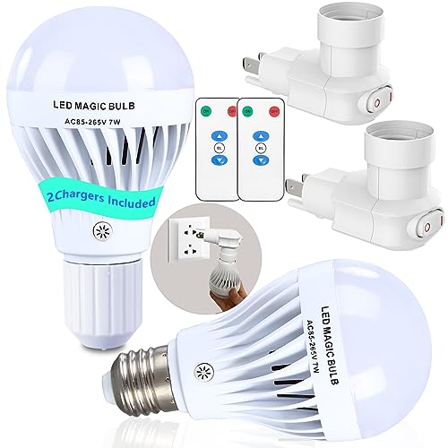 7W Rechargeable Light Bulb with Remote 2-PACK,Emergency Light Bulbs For Power Outage,Battery Backup Light Bulb Stay Lights Up When Power Failure,Wireless Light Bulbs For Home,Outdoor Activities 7W Rechargeable Light Bulb with Remote 2-PACK,Emergency Light Bulbs For Power Outage,Battery Backup Light Bulb Stay Lights Up When Power Failure,Wireless Light Bulbs For Home,Outdoor Activities