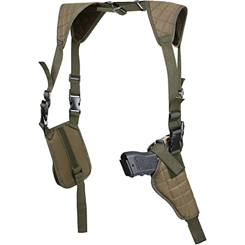 Twod Concealed Carry Shoulder Holster Nylon Cross Harness Vertical Shoulder Holster Adjustable for Most Handguns or Pistol (Khaki)