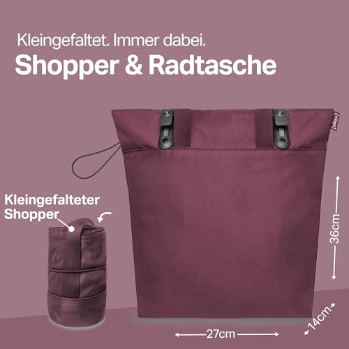 otinga® Shopper Fahrradtasche faltbar [14L Volumen] ideal als Zusatztasche zum Verstauen I Einkaufstasche Fahrrad für jeden Gepäckträger I Extra leichte & Wasserabweisende Fahrradtasche Damen
