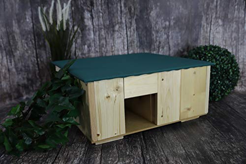 MODO24 Igelhotel Igelhaus Igelhütte Winterfest mit Boden und Labyrinth Eingang 47,5x43,5x21,5 cm GROß, abnehmbares Dach… – Bild 4