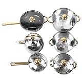 Cuisine Stainless Steel Cookware Set, 12 Pcs with Glass Lid & Comfortable Handle, Included Milk Pot, Sauce Pan, Fry Pan, Kettle, Cookware Set for Home Kitchen Cooking