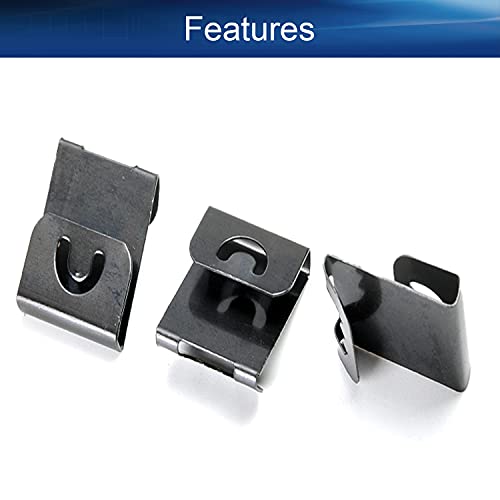 Image of Metal Photo Frames Hanger Hooks Non-Mark Hook Wall Mount Album Picture Hanging Clips 0.01 inch Thick for Hardware Fasteners Home Office Decoration Black Tone 50pcs