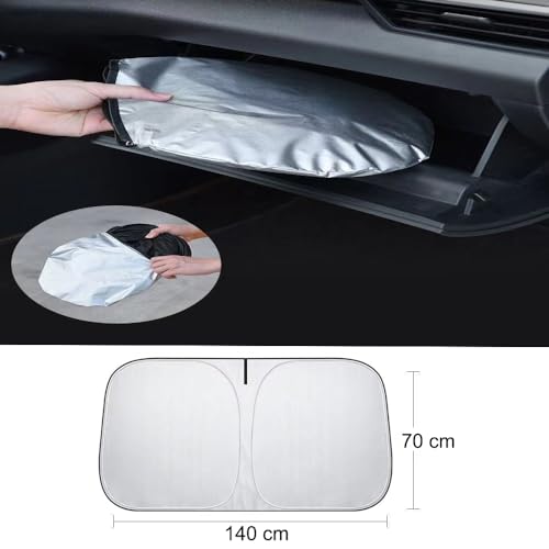 Sonnenschutz Auto Frontscheibe, Windschutzscheibe Sonnenblende, Auto Sonnenschutz Frontscheibe Innen, Sonnenblende Vorne Faltbar, Blockiert UV-Strahlen, 140x70 cm