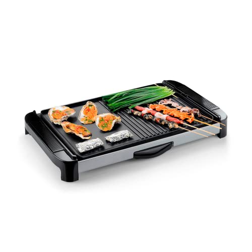 Plancha Grill Eléctrica 60X35 | Triple Capa Cerámica | Antiadherente Barbacoa | Doble Zona Salida de Grasas | Cocina Saludable | Feel Lagom - Imagen SEO Planchas Grill