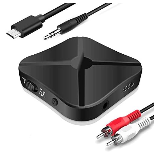 Bluetooth Receiver Transmitter 5.0, 2-in-1 Bluetooth Adapter Mini Portable RCA & 3.5mm AUX Compatible, Low Latency Bluetooth Audio Devices for TV PC Wired Speakers Car Sound System