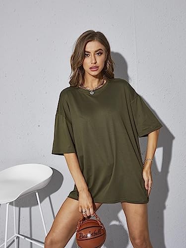 Image of Rigo Back Printed Half Sleeves Round Neck Oversized T-Shirt for Women | Drop Shoulder T-Shirt for Women | Loose Baggy Fit T-Shirt for Women /Girls