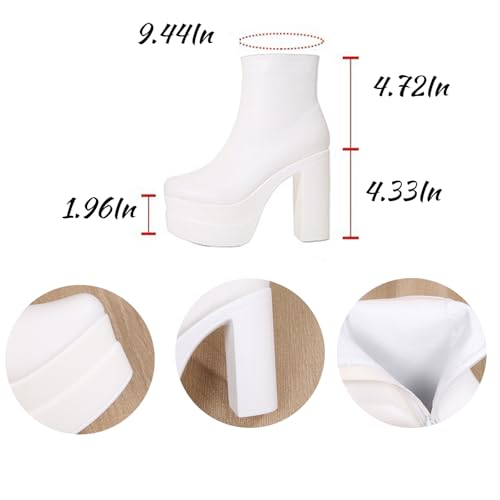 Women's Leather Square Toe Platform Chunky Heel Ankle Boots with Side zipper fashion comfortable Block Heel Evening Party Dress Booties4