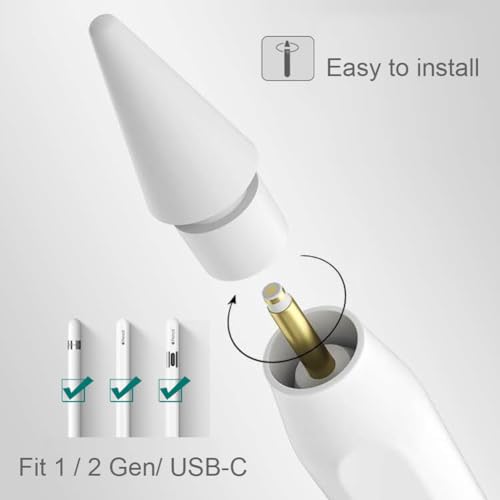 Image of Replacement Tips for Apple Pencil 2nd Generation / 1st Generation Tips, Pencil Nibs Accessories for iPad Pro Pencil 2 /1 Gen(6 Pack)