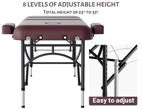 Image of 3 Fold Professional Massage Table Portable Hold Up 1100LBS Burgundy