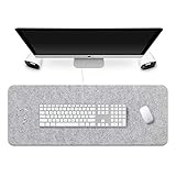 FireBee Extended Gaming Mouse Pad Non-Slip Desk Pad Protector Office Writing Mat Felt Base 0.12 Inch Thick (Light Gray)