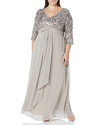 Image of Alex Evenings Womens Long Lace Top Mother of The Bride Dress with Empire Waist (Plus Size)