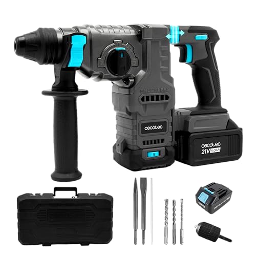 Cecotec Martillo Perforador Demoledor - PowerForce 8000 ShockAbsorber Killer - SDS Plus, Batería NEX21, Motor Brushless, Shock Absorber, Percutor 3J, Adaptador Brocas, Maletín, Brocas y Cinceles