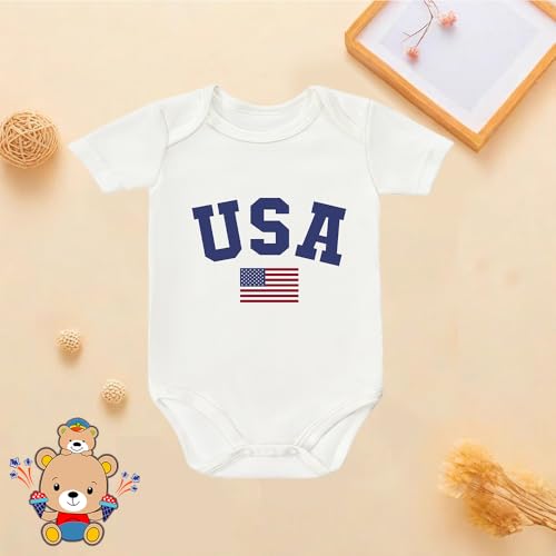 USA Flag Bodysuit 4th of July Baby Boy Girl Fall Outfit, Unisex Newborn Clothes, Babies Christmas 0-24 Month Costume2